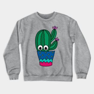 Cute Cactus Design #326: Cactus With Pretty Flowers In Cute Pot Crewneck Sweatshirt